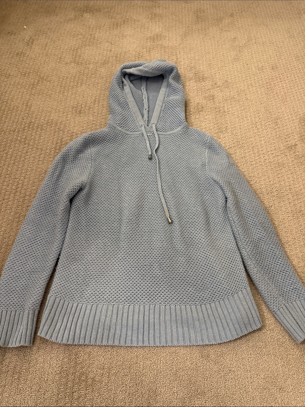 Nicole Miller Light Blue Hooded Knit Sweater